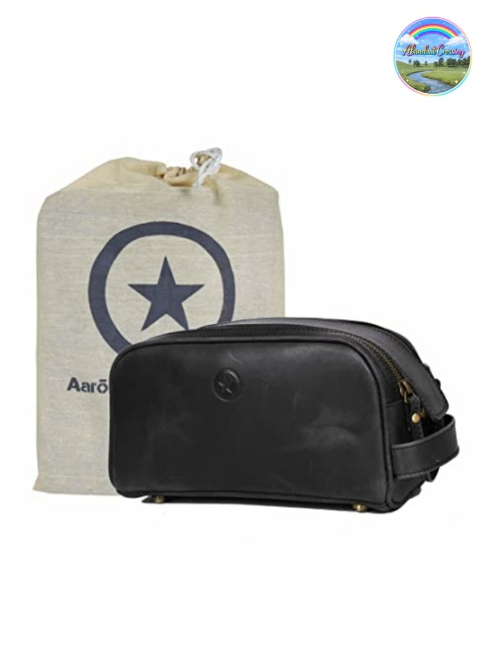 10" Premium Leather Toiletry Travel Pouch Waterproof Lining Vintage Shaving Kit